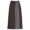 Falda de piel sintética, nueva colección otoño 2026 para mujer, de cintura alta, estilizada, con abertura, falda recta elegante y versátil