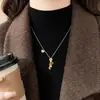 Collar con Colgante de Moneda de Pez Koi Chapado en Oro de 24 Quilates con Circonita, Nueva Cadena para Suéter Estilo Chino, Accesorio de Lujo Ligero de Gama Alta