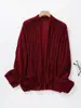 Chaqueta cárdigan de terciopelo para mujer, lujo ligero, holgada y adelgazante, adecuada para el trabajo a principios de otoño, prenda exterior de punto de manga larga