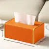 Los fabricantes de cajas de pañuelos pueden personalizar cajas de pañuelos de cuero modernas y sencillas para oficinas y hoteles, cajas de servilletas de lujo ligero