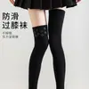 Calcetines Antideslizantes de Silicona Hasta la Rodilla para Mujer, Calcetines para Pantorrilla Estilo JK, Medias de Terciopelo Hasta el Muslo, Calcetines Largos Negros Estilo Japonés Estilo Ballet