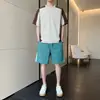 Traje Deportivo Casual Elástico de Verano para Hombre, Shorts Sueltos de Seda Helada Transpirables de Secado Rápido, Camiseta de Manga Corta, Conjunto de Dos Piezas Moderno