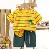 Traje de Manga Corta para Niños Niños, Camiseta de Algodón de Verano para Niños, Ropa para Bebés Niños, Estilo Coreano Transpirable para Niños Pequeños Niñas