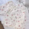Pijamas de manga larga de primavera y otoño para mujer, de algodón con nubes y tela arrugada, estilo princesa dulce, estilo japonés, ropa fresca para el hogar.
