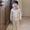 Inverno Coreano Categoria Infantil a Lycra Algodão Puro Roupas de Casa Lingerie Conjunto Roupas de Outono para Bebê Calças Compridas Pijama para Meninos Pijama
