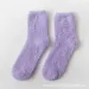 Calcetines Pantufla de Felpa Suave para Mujer Amazon Calcetines para Dormir en Casa Calcetines de Forro Polar Coral Calcetines de Color Caramelo de Media Pantorrilla Transfronterizo