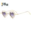 Óculos de Sol Novos Estilo Coração Cravejados de Diamante para Mulheres, Óculos Versáteis de Alta Qualidade Estilo Coreano, Óculos de Sol Tendência de Luxo para Fotos Transfronteiriços