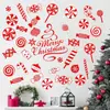 Adesivos de Parede de Natal Pirulitos Vermelhos e Brancos Biscoitos de Gengibre Flocos de Neve Adesivos Autoadesivos Decoração de Vitrine de Loja Festa Adesivos