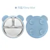 Plato Dividido de Silicona para Niños Transfronterizo con Diseño de Oso, Desmontable de Acero Inoxidable 304 con Ventosa, Juego de Vajilla de Silicona para Bebé