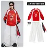 Ropa de Calle de Baile Urbano para Niños Niños Hip-Hop Festivo Rojo No. Traje de 7 piezas para Niños Hip-Hop Atuendo de Año Nuevo para Actuación