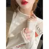 Blusa de base feminina estilo Chanel 2026 novo tricô de primavera e outono blusa de gola média suéter de gola alta média outono e inverno