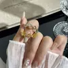 Taladro Geométrico Producto Nuevo Minimalista Diseño de Rombos Estrella Rota Anillo Abierto Versátil para Mujer Pequeño de Nicho Simple Anillo Abierto para Mujer