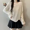 Novedades Otoño 2026 Talla Grande Camiseta de Manga Larga para Mujer Patrón de Ola Irregular Sentido del Diseño Top Calado Delgado