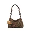 Bolsa de Mão Quadrada Pequena Estampa de Leopardo Moda Transfronteiriça para Mulheres Outono 2025 Nova Plissada Cor Bloqueada Luxo Leve Bolsa de Ombro/Axila