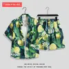 Camisa de Flores Hawaianas Traje de Playa Verano Delgado Sanya Viaje Pareja Hombre y Mujer Talla Grande Pantalones Casuales Sueltos