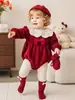 Conjunto de Primavera para Bebé Estilo Coreano Mameluco de Manga Larga para Niñas, Mameluco de Encaje Formal de Moda para Recién Nacidos