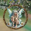 Letrero Colgante de Disco Plano Acrílico Creativo Transfronterizo con Imagen de Princesa Fantasía Cuento de Hadas Belleza, Decoración de Ventana Atrapasoles, Letrero de Porche