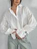 Camisa Social de Algodão Puro Jacquard Francês 2026 Outono Para o Trabalho Corte Solto Manga Flare Camisa Branca Roupas de Comércio Exterior Femininas