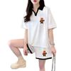 Traje Deportivo Casual de Algodón Puro de Moda Versátil Verano 2025 Nuevo de Manga Corta con Shorts Adelgazante Cuello Polo Conjunto de Dos Piezas