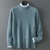 Suéter Baicai Rong Otoño/Invierno Nuevo de Lana Pura para Hombre Cuello Semialto Color Sólido Casual de Negocios Tejido de Punto Tejido Holgado Capa Base