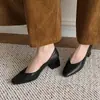 Zapatos de Trabajo de Cuero Lavables en Varios Tamaños, Colección Primavera 2026, Tacón Medio Grueso, Punta Cuadrada Pequeña, Cuero Genuino, Boca Baja, Zapatos Planos para Mujer