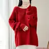 Casaco de um ombro Casual Cardigã 100% Lã Feminino Novo Manga Longa Crochê Cor Lisa Malha Suéter Básico