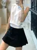 Top de Tricô Leve Multicor com Gola Polo Sem Mangas de Bambu e Linho Relaxante para Tensão Novo Colete de Verão para Mulheres