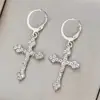 Pendiente Hebilla de Personalidad Clásica Cruzada Europea y Americana Pendiente Largo Colgante de Cruz de Moda para Mujer Pendientes de Gama Alta de Nicho Tendencia