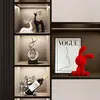 Figura de Conejo Rojo Sentado para Sala de Estar, Entrada, Gabinete de Vino, Gabinete de TV, Fondo, Nicho Decoración de Hogar de Alta Gama
