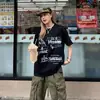 2026 Estilo Americano Novo Verão Retrô Estampa de Letras Marca Tendência Versátil Manga Curta Casual Camiseta Top