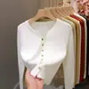 Cárdigan de Punto Fino de Manga Larga Negro para Primavera Otoño Top Exterior Corto Delgado Petite Suéter Abrigo para Mujer