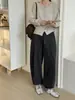 Pantalones Curvos con Caída Estilo Coreano 2026 para Mujer, Pantalones Deportivos Rectos de Pierna Ancha Adelgazantes de Cintura Alta Nuevos para Otoño e Invierno, Forrados de Felpa