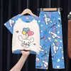 2026 Novo Estilo Roupa de Dormir de Verão para Meninas Conjunto de Pijama Longo de Manga Curta para Crianças Estilo Fino