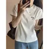 Camiseta de Algodão Puro com Ombro Normal e Manga Curta para Mulheres, Estilo Básico de Nicho, Top Casual Versátil, Camiseta Básica, Primavera/Verão 2026