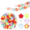 Banderines de seda de girasol de dos colores con cordón de 3 m, pancarta de flor hawaiana, flores decorativas de fondo temático Luau