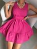 Vestido de verano sexy con cuello en V, estilo europeo y americano, de Amazon, nuevo, de cintura alta, con falda acampanada sin espalda para mujer