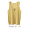 Camisole de Tricô com Gola U em Fio de Papel Japonês, Cor Sólida, Versátil, Sem Mangas, Pulôver, Peça de Roupa Externa, Top - Nova Coleção Primavera/Verão 2026