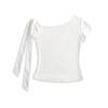 Ap25325-25 Novo Estilo de Verão Estilo Americano Pura Sedução Casual Sexy Ombro a Ombro Duas Formas Renda Costurada T-shirt de Manga Curta