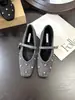 Estilo de lujo ligero, zapatos Mary Jane cuadrados con adornos de pedrería para mujer, nueva colección otoño/invierno 2025, forrados de gamuza, con tacón oculto para mayor altura, y planos forrados de felpa