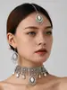 Conjunto de Joias de Luxo Leve e de Alta Qualidade com Toque Exótico, Incluindo Colar de Pingente de Borla Oca em Forma de Marquise Cravejado de Diamantes, Brincos e Pingente para Sobrancelha