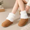 Nuevos Calentadores de Piernas Lisos Gruesos Cálidos Otoño/Invierno Calcetines Cómodos de Felpa Suave a Media Pantorrilla con Protección Adicional de Polar para Piernas Calcetines Slouch Versátiles