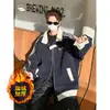 Moletom masculino estilo americano com três listras, novo modelo de outono e inverno, resistente e moderno, com estampa listrada, estilo patchwork, para esportes e uso casual.