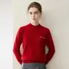 Novo suéter pullover feminino 100% cashmere puro, gola redonda, cor sólida, estiloso, afina a silhueta, elegante e quente