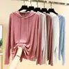 Sudadera con capucha de modal de manga larga para mujer, talla grande, para primavera y verano, holgada, adelgazante, protectora del sol, top ligero