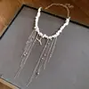 Collar Largo con Borla de Cadena de Estrella de Mar con Cuentas de Piedra, Cadena Clavicular de Lujo Ligero de Gama Alta, Accesorio Versátil para Vacaciones en la Playa al por Mayor