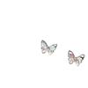 Brincos de tarraxa agulha de prata s925 Zhuang Zhou Mengdie feminino cravejados com zircônia colorida borboleta brincos pequenos ~ senso de design de nicho Mini acessórios