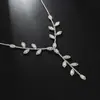 Moda europeia e americana corrente de clavícula corrente de garra colar de zircônia com strass colar simples de folha fornecimento de fabricantes femininos N397