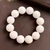 Pulseira de Raiz de Bodhi de Jade Branco Natural com Contas Redondas Grandes Fio Único 18-20mm Tamanho Grande Sementes de Bodhi Contas de Oração Budistas Atacado