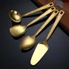 Juego de espátulas de acero inoxidable, espátula para freír, cuchara para sopa, juego de utensilios de cocina, espátula para saltear para el hogar, colador para olla caliente, venta al por mayor