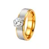Amazon Juego de Anillos de Acero Inoxidable con un Solo Diamante, Anillos de Pareja, Anillos de Boda de Acero Inoxidable de Lujo Ligero y Modernos, Estilo Europeo y Americano